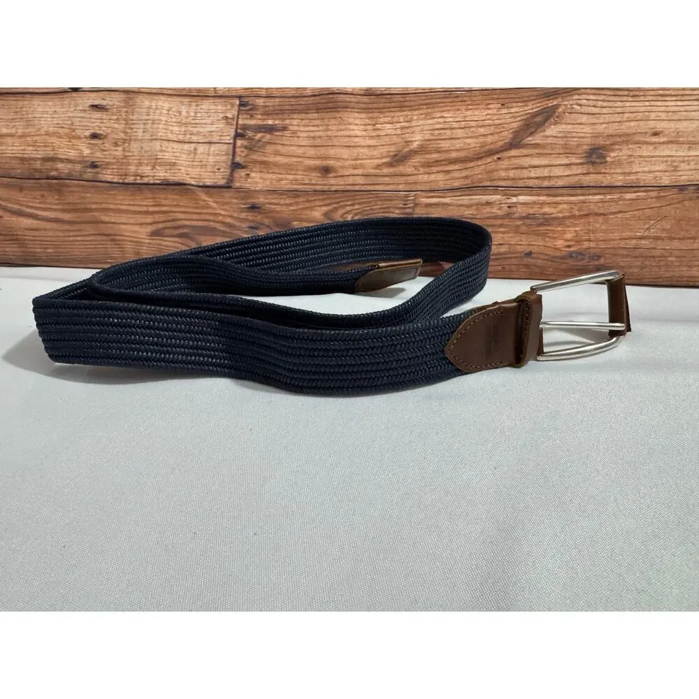 New Johnnie-O Navy Blue Waxed Cotton Stretch Belt Golf XL